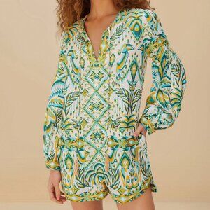 Off-White Tropical Tapestry Euroflax™ Premium Linen Romper